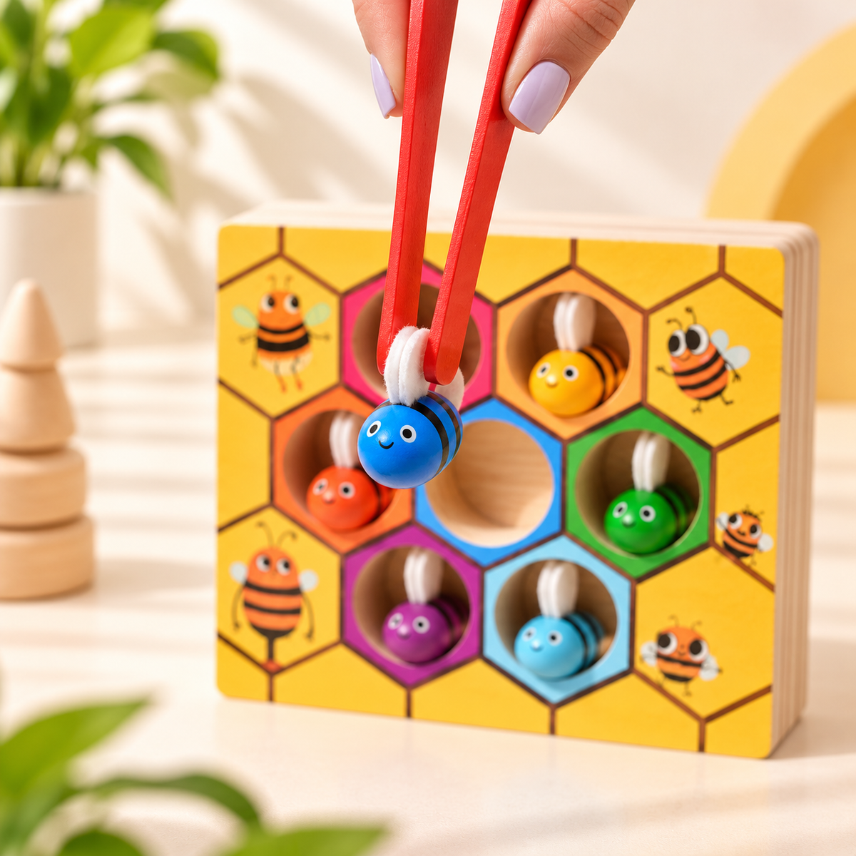 Montessori Bijenbox – Sorteer- & matchspel voor peuters