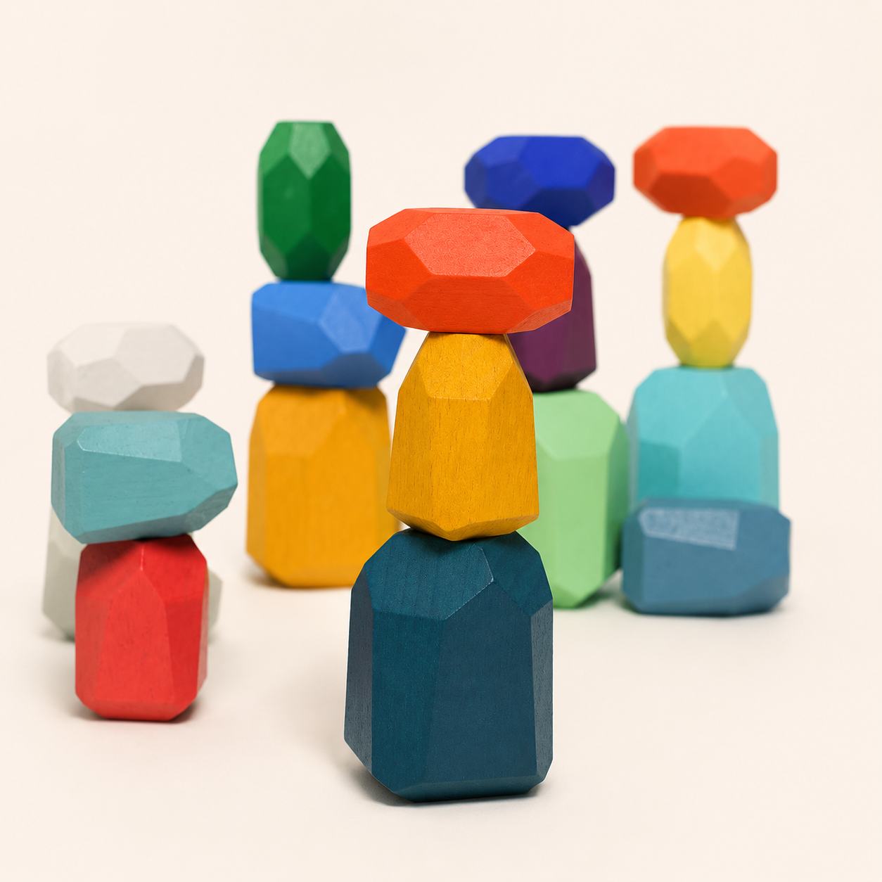 Montessori Houten Stenen – 21delig balans & stapelset
