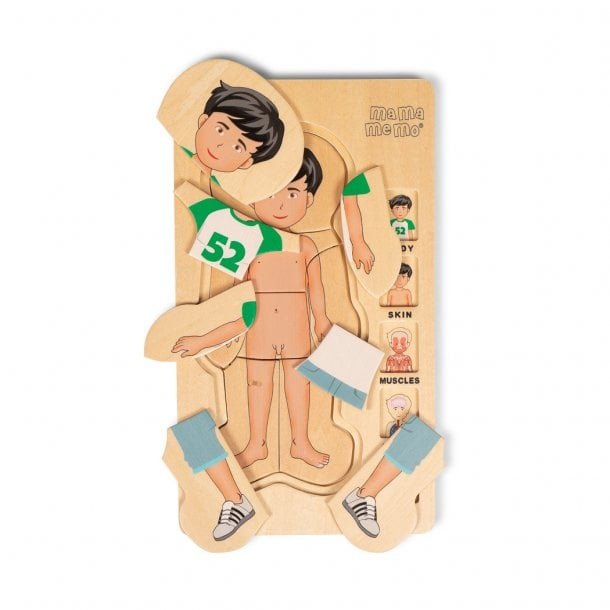 Houten lagenpuzzel jongenslichaam met 5 lagen voorbeeld jongen