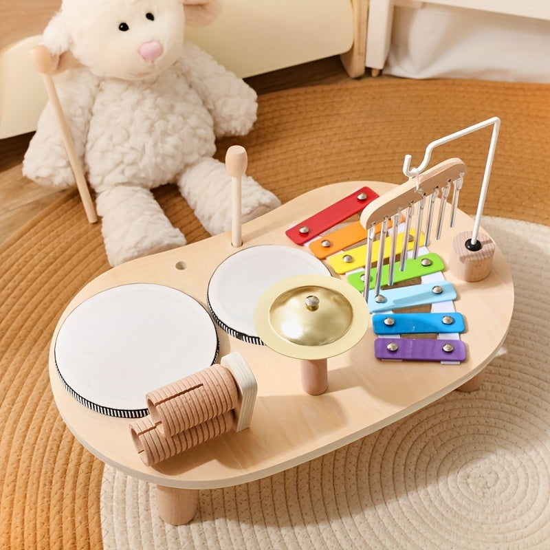 Montessori Muziektafel – Alles-in-één muziekinstrument met knuffel op een mat