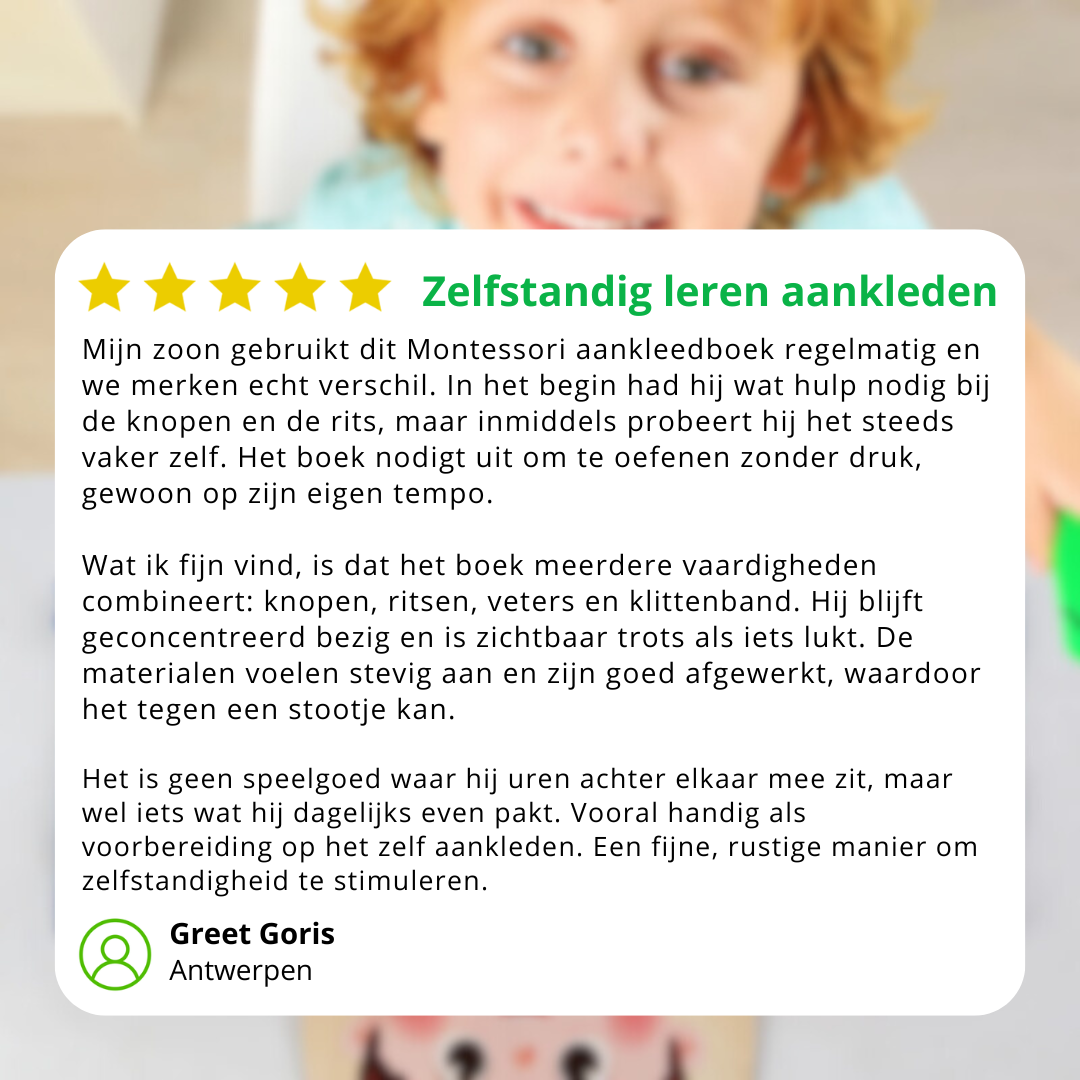 Montessori Aankleed Boek – Zelfstandig leren knopen & ritsen