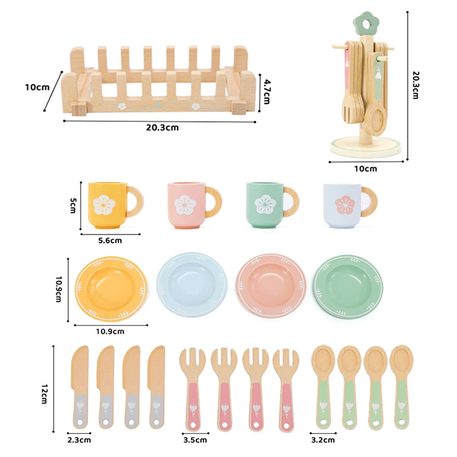 Montessori Houten Servies Set – 27-delig rollenspel