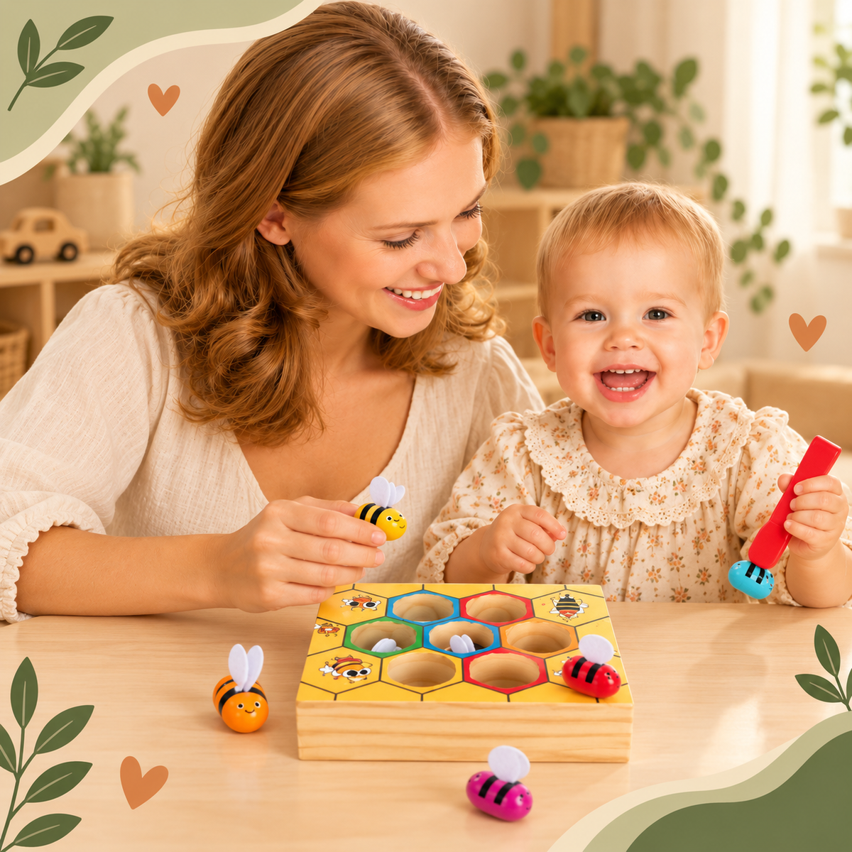 Montessori Bijenbox – Sorteer- & matchspel voor peuters