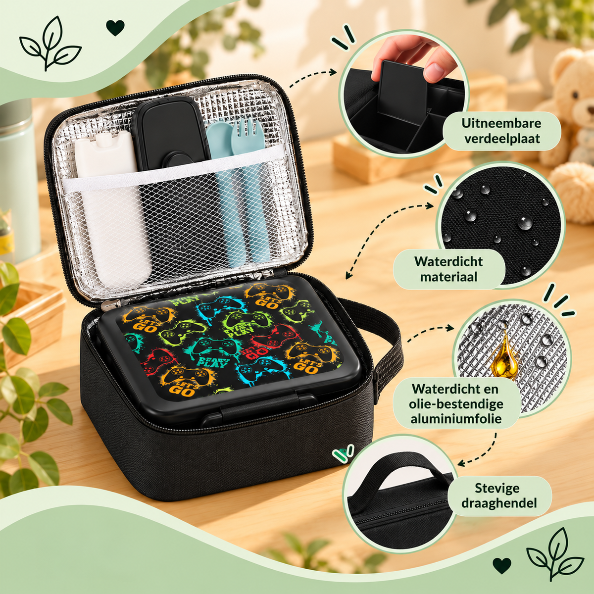 Bento Lunchbox voor Kinderen – Complete lunchset met koeltas