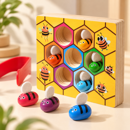 Montessori Bijenbox – Sorteer- & matchspel voor peuters