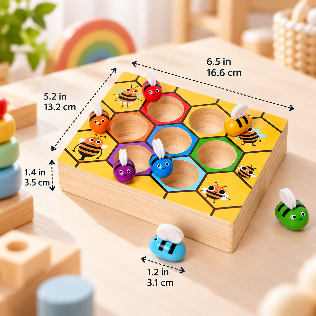 Montessori Bijenbox – Sorteer- & matchspel voor peuters