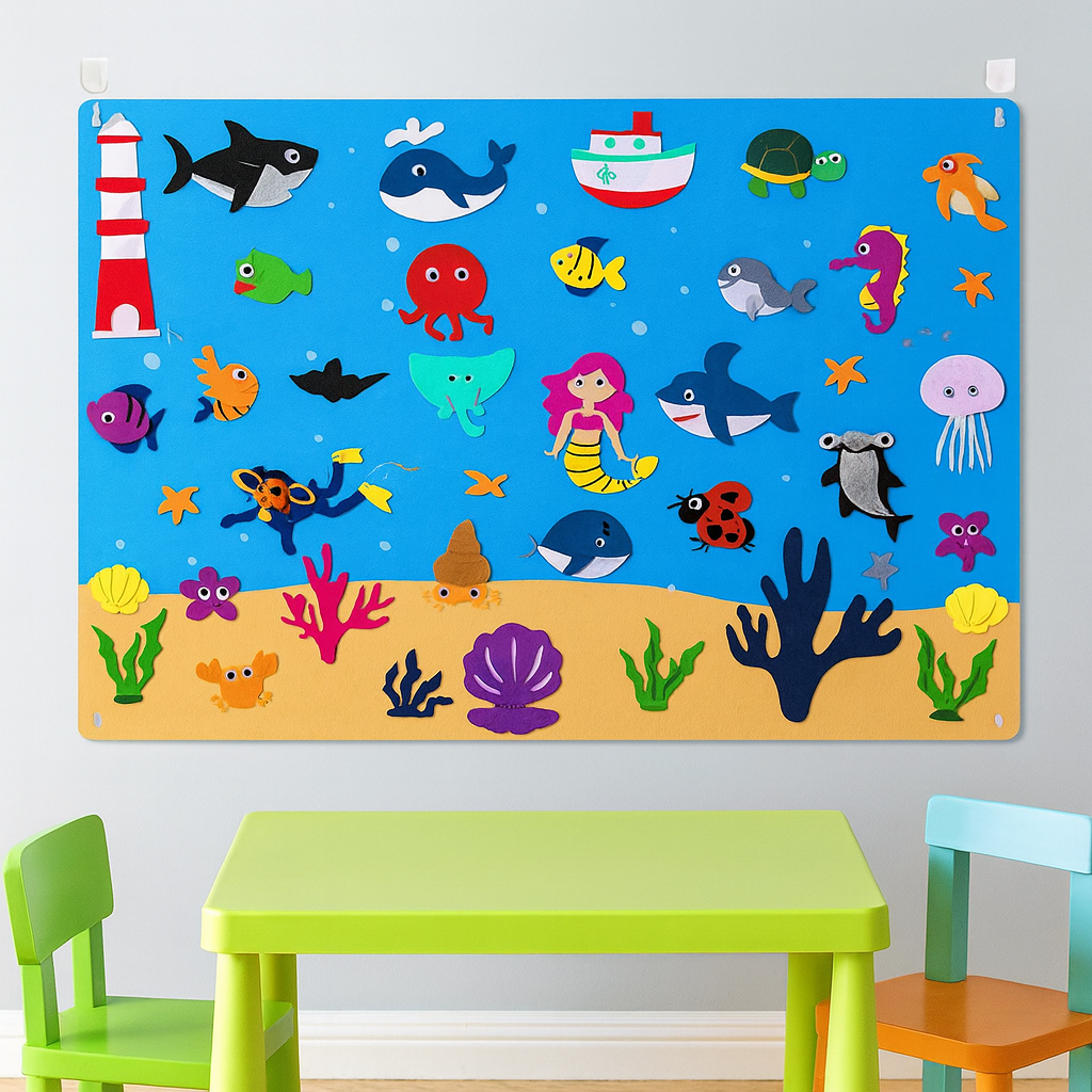Montessori Dieren Avonturenbord – Herbruikbaar viltbord voor creatief leren