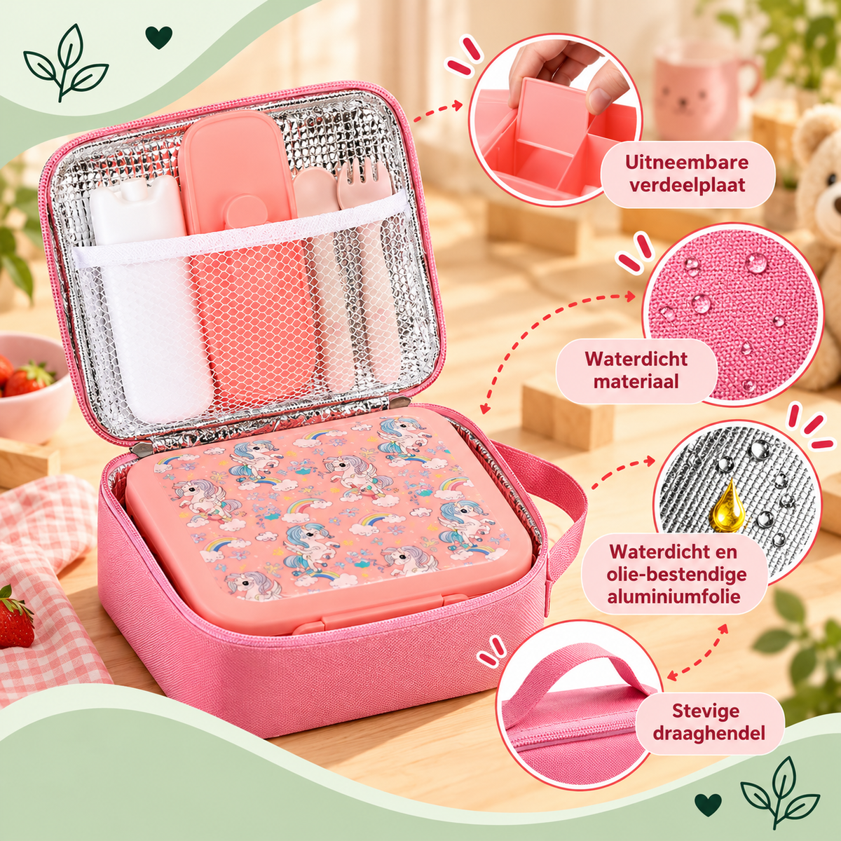 Bento Lunchbox voor Kinderen – Complete lunchset met koeltas