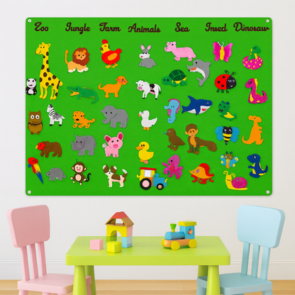 Montessori Dieren Avonturenbord – Herbruikbaar viltbord voor creatief leren