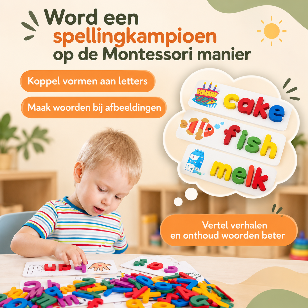 Montessori Houten Spellingspel – Educatief Woordspel Voor Kinderen
