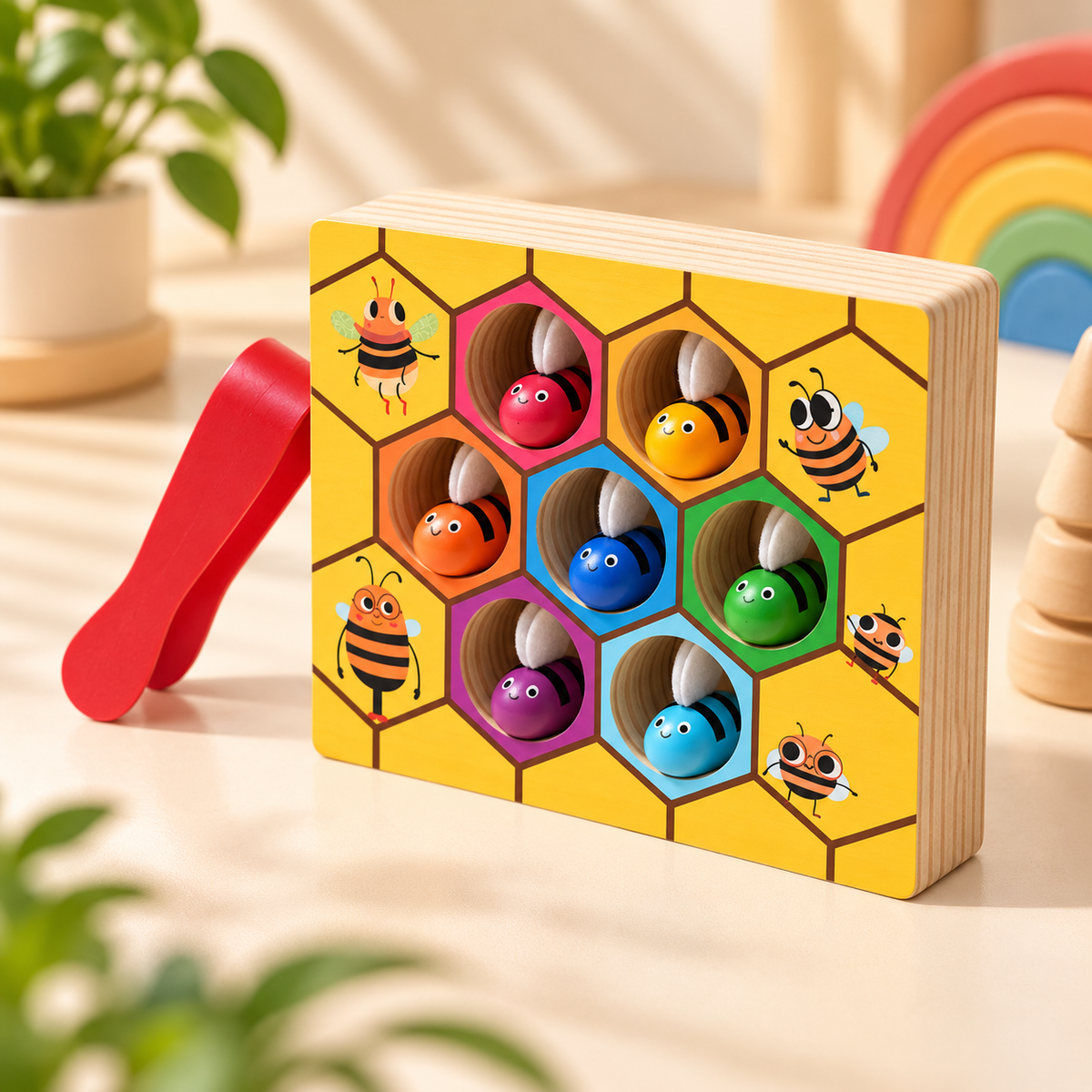 Montessori Bijenbox – Sorteer- & matchspel voor peuters