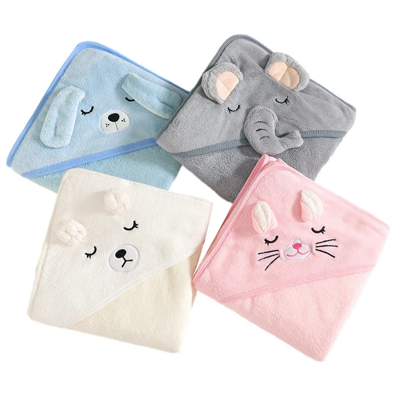 Baby Badcape met Capuchon – Zachte dieren handdoek & wikkeldeken