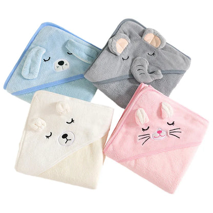 Baby Badcape met Capuchon – Zachte dieren handdoek & wikkeldeken