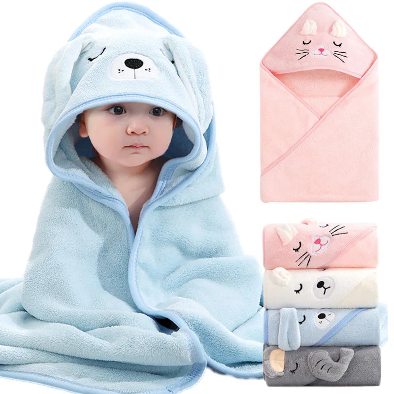 Baby Badcape met Capuchon – Zachte dieren handdoek & wikkeldeken