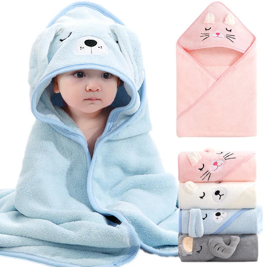 Baby Badcape met Capuchon – Zachte dieren handdoek & wikkeldeken