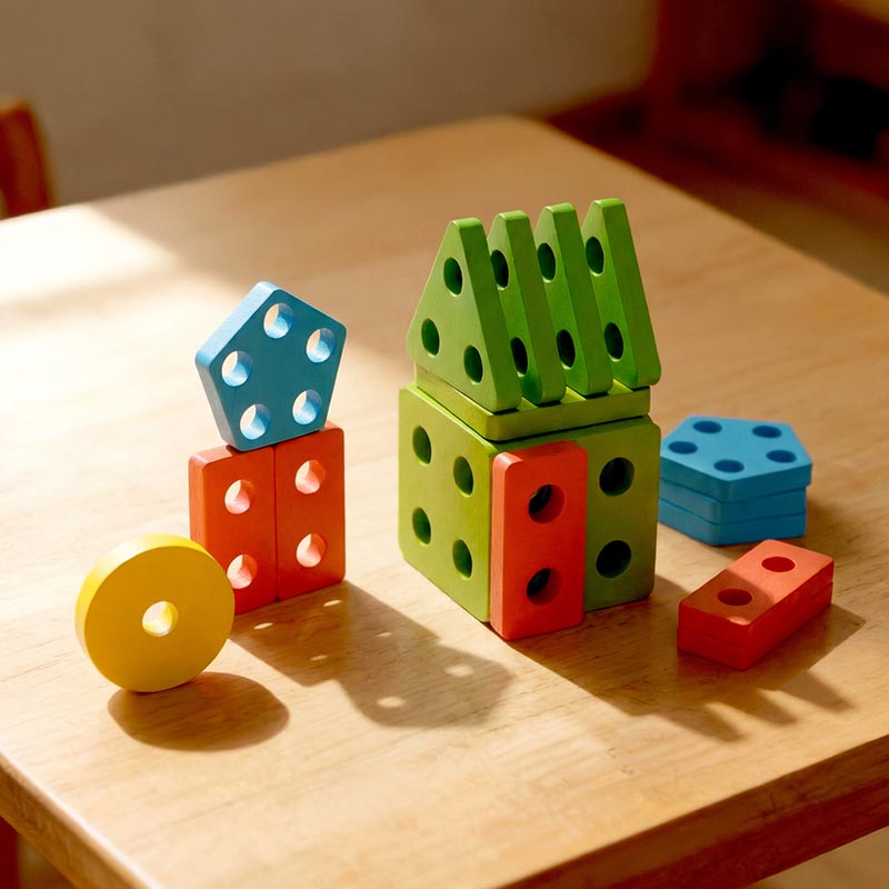 Montessori Bouwstenen – Educatief sorteer & stapelspel