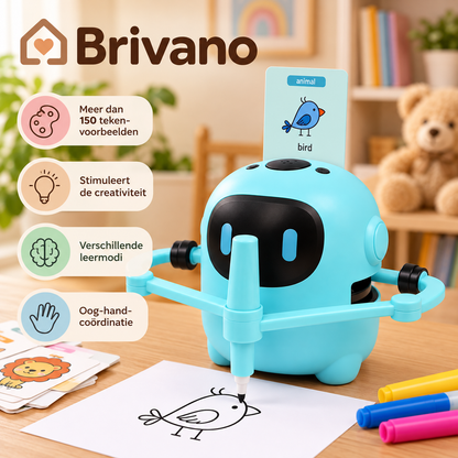 Brivano Automatische Tekenrobot voor Kinderen met Meer dan 150 Tekenvoorbeelden en Creatieve Leermogelijkheden