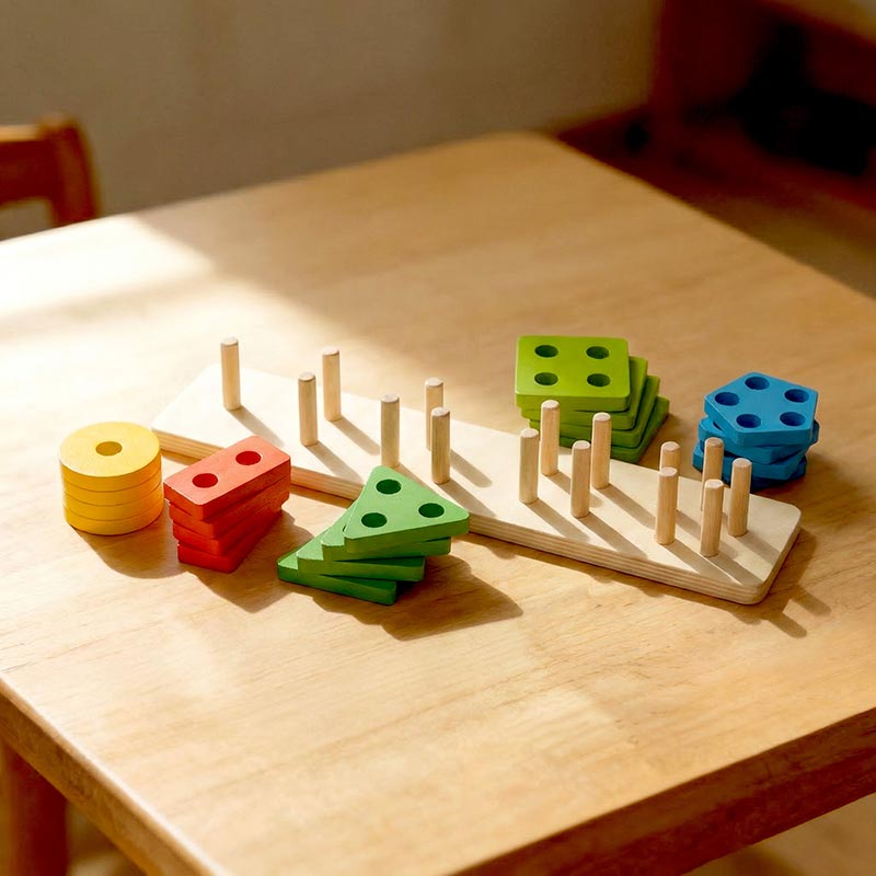 Montessori Bouwstenen – Educatief sorteer & stapelspel