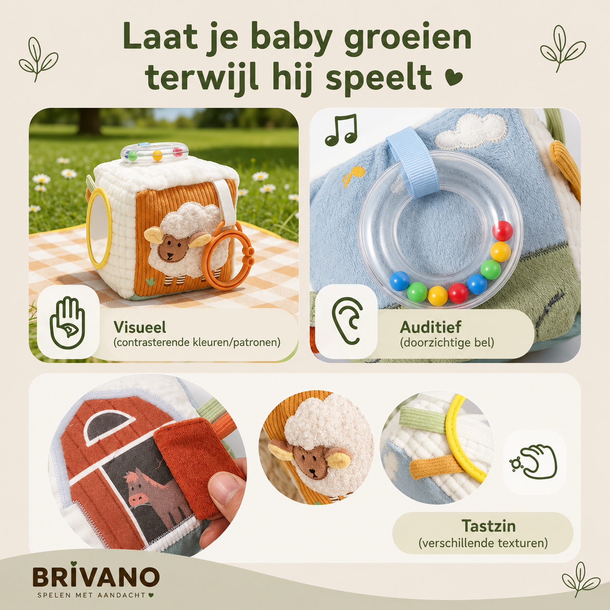 Montessori Sensorische Tissue Box – Interactief baby speelgoed 0-3 jaar