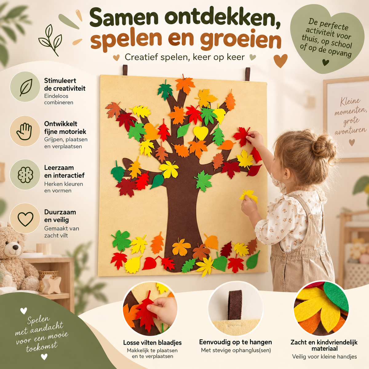 Montessori Vilten Herfstboom – Educatief & creatief speelbord