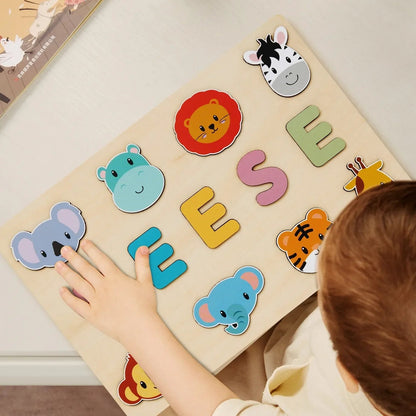 Gepersonaliseerde Houten Naampuzzel – Safari tot 9 Letters