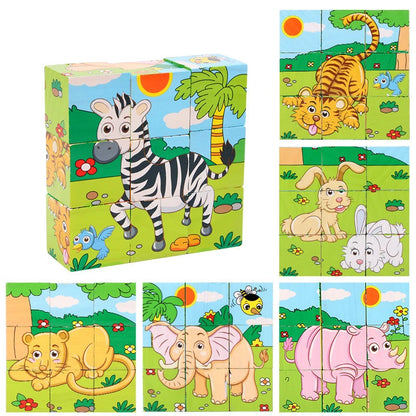 Houten 6-in-1 Jungle Blokpuzzel – Speels en leerzaam