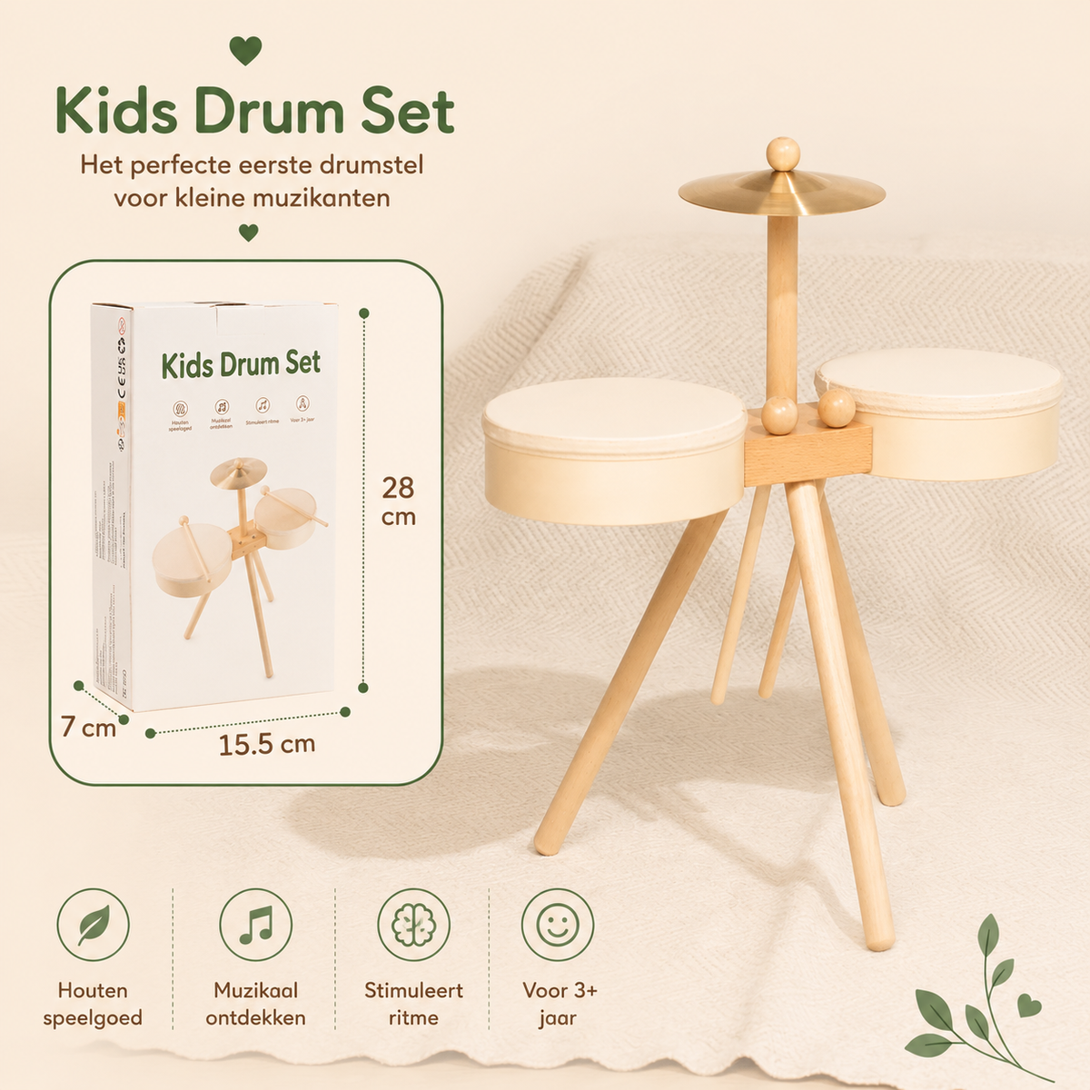 Houten Drum Speelset – Drumstel & xylofoon