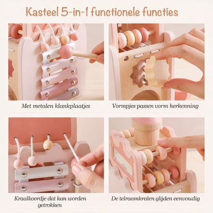 Houten Montessori Kasteel – Vormenstoof & stapelblokken