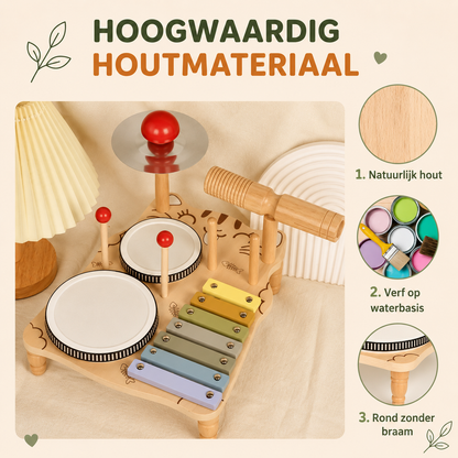 Houten Muziekset – Drumstel & xylofoon voor kinderen