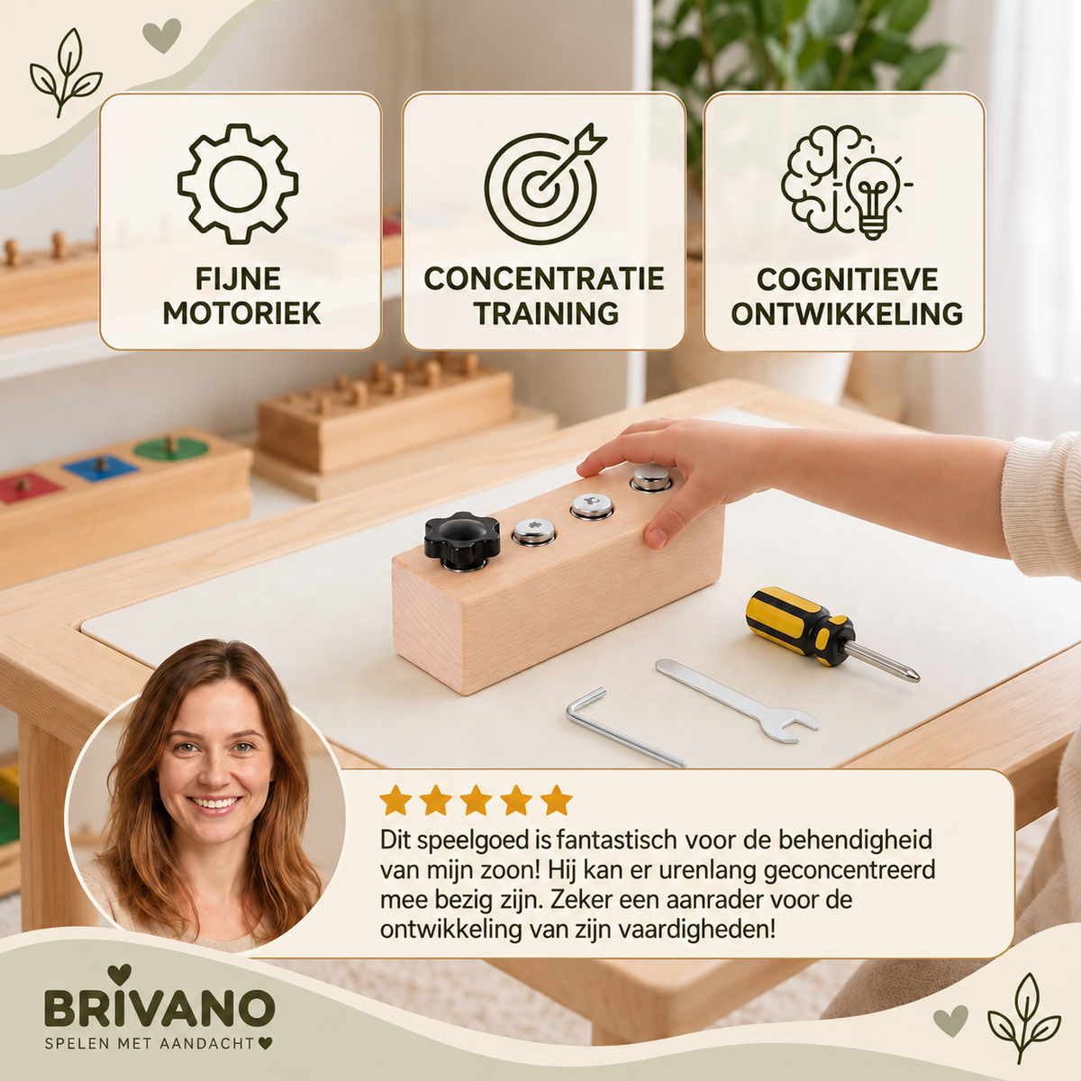 Montessori Houten Schroefset – Bouwen & draaien voor kinderen