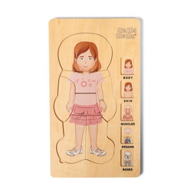 Houten lagenpuzzel meisjeslichaam met 5 lagen voor meisjes 
