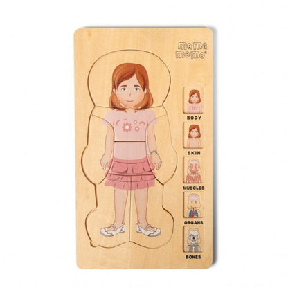 Houten lagenpuzzel meisjeslichaam met 5 lagen voor meisjes 