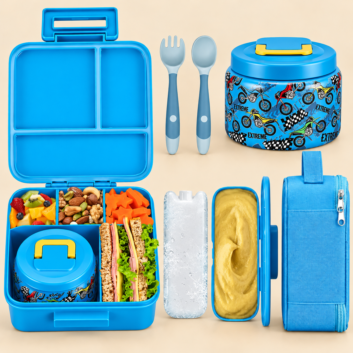 Bento Lunchbox voor Kinderen – Complete lunchset met koeltas