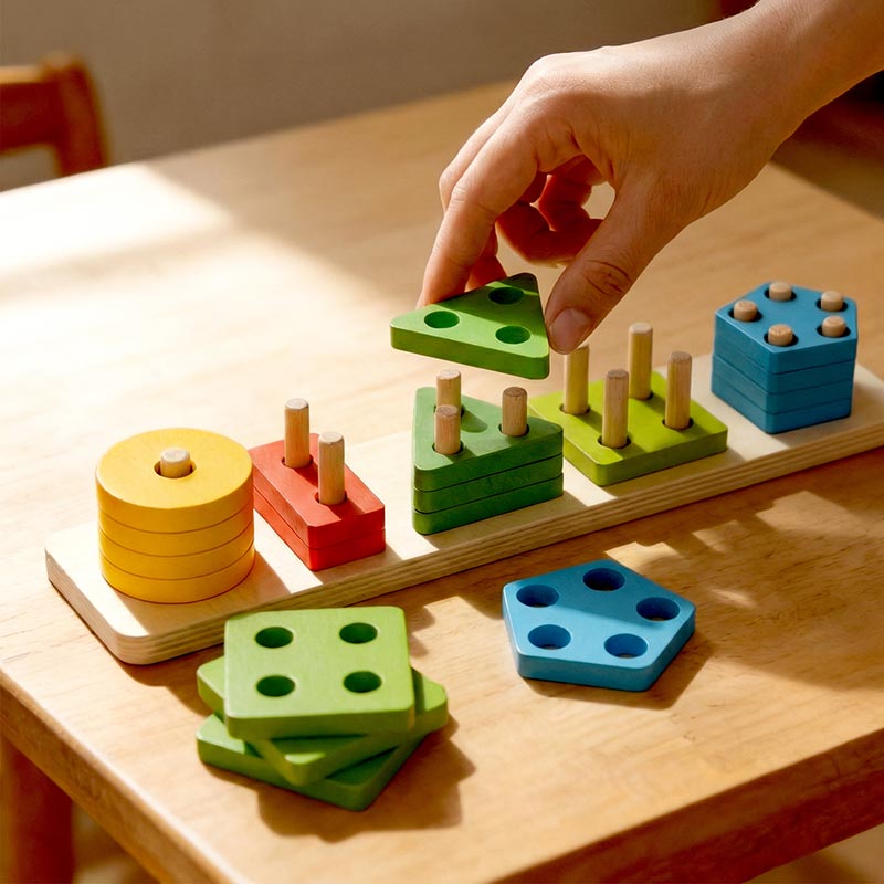 Montessori Bouwstenen – Educatief sorteer & stapelspel