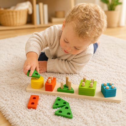 Montessori Bouwstenen – Educatief sorteer & stapelspel
