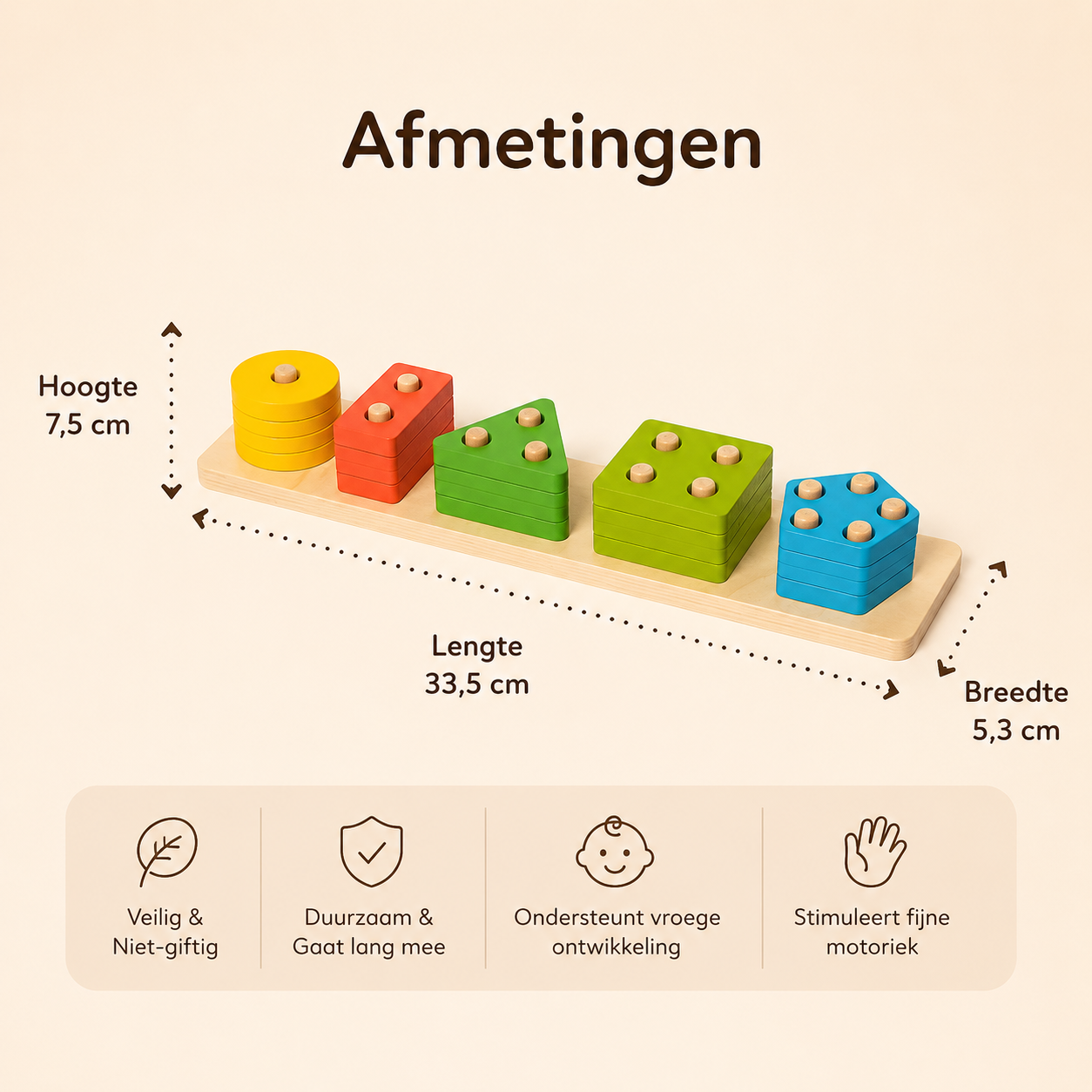 Montessori Bouwstenen – Educatief sorteer & stapelspel