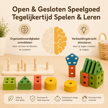 Montessori Bouwstenen – Educatief sorteer & stapelspel