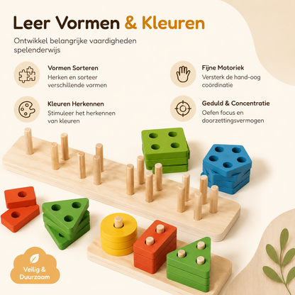 Montessori Bouwstenen – Educatief sorteer & stapelspel