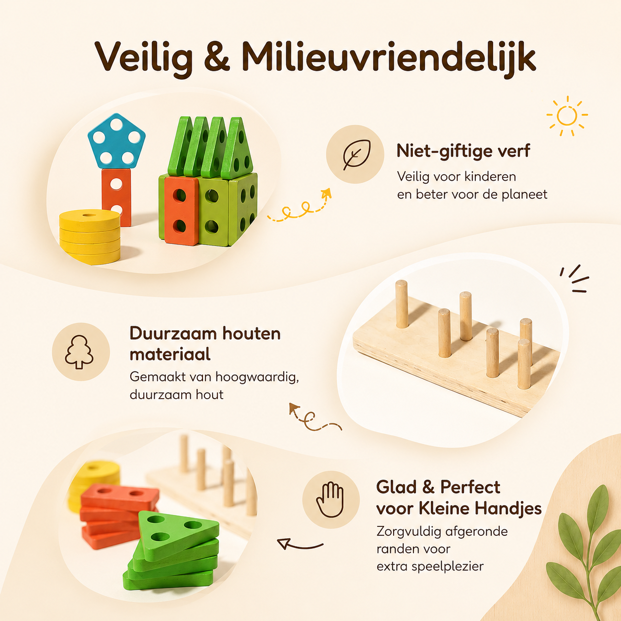 Montessori Bouwstenen – Educatief sorteer & stapelspel