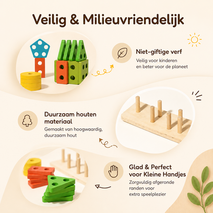 Montessori Bouwstenen – Educatief sorteer & stapelspel