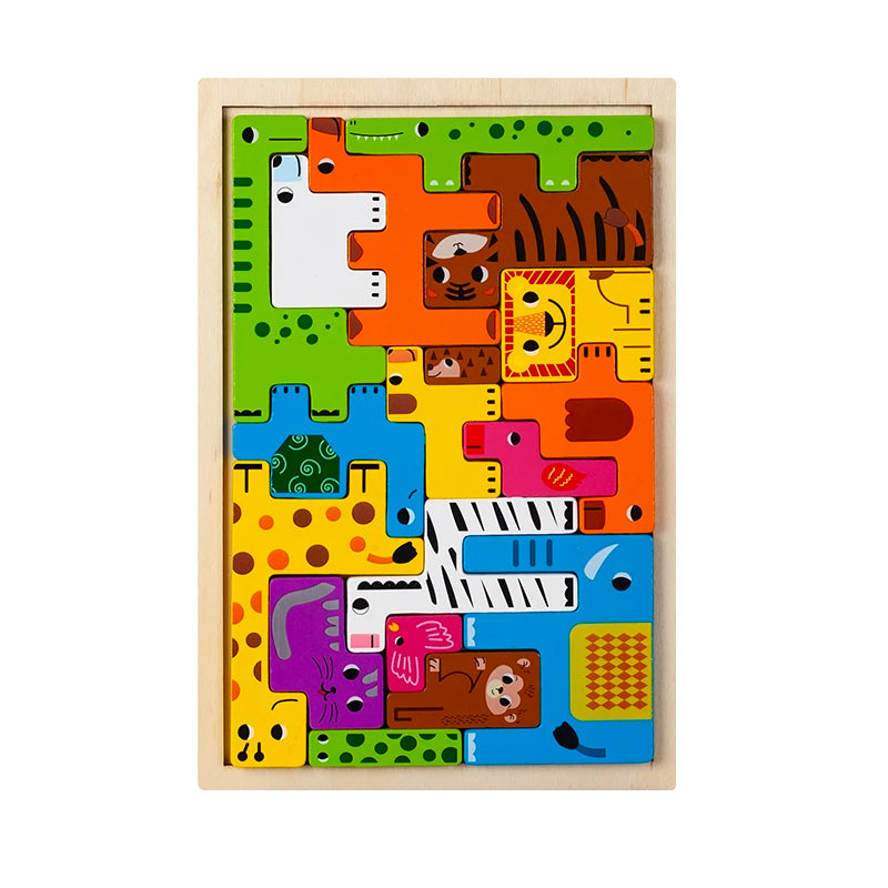 Montessori Dieren en Transport Houten Puzzel