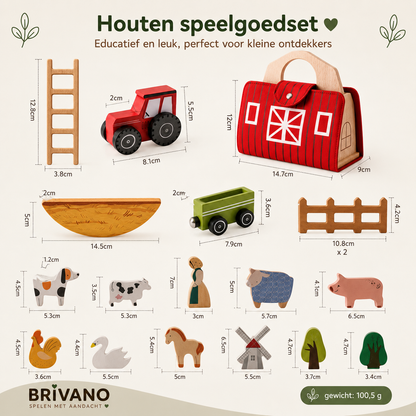 Montessori Houten Boerderij Speelset – Hands-on speelgoed voor kinderen