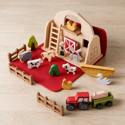 Montessori Houten Boerderij Speelset – Hands-on speelgoed voor kinderen