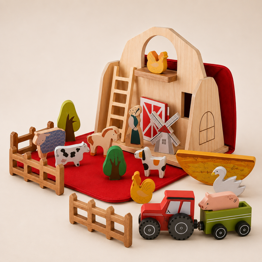 Montessori Houten Boerderij Speelset – Hands-on speelgoed voor kinderen