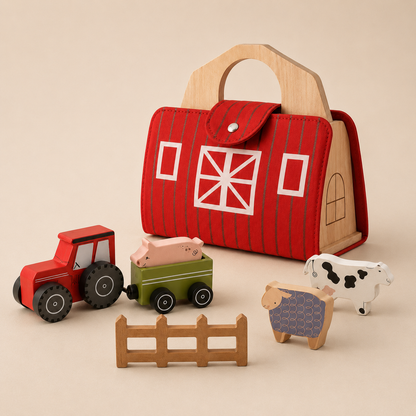 Montessori Houten Boerderij Speelset – Hands-on speelgoed voor kinderen