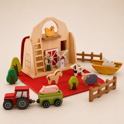Montessori Houten Boerderij Speelset – Hands-on speelgoed voor kinderen