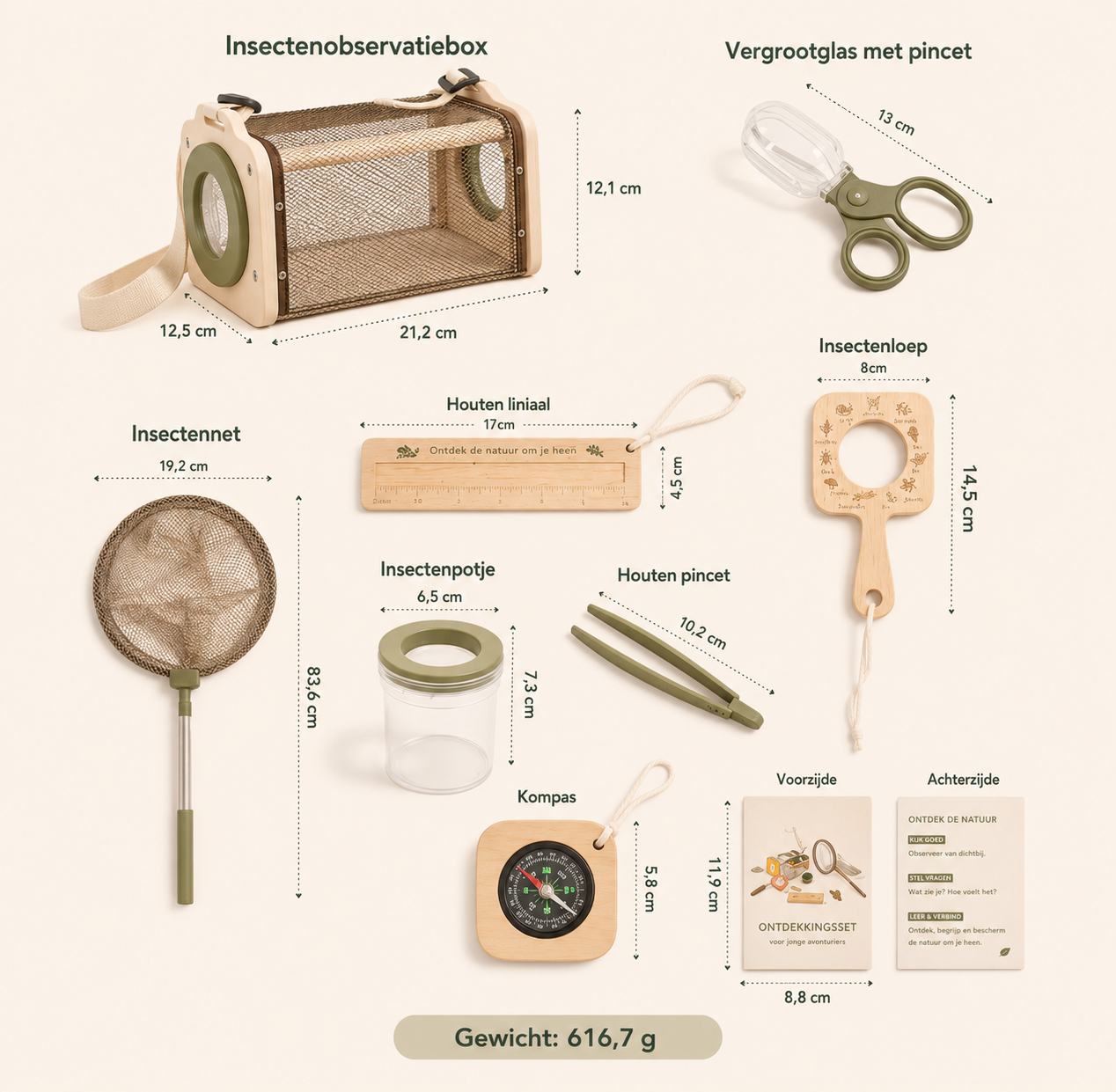 Montessori Natuurontdekkingskit – Buiten ontdekkingsset 8-delig