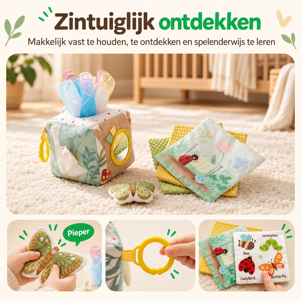 Montessori Sensorische Rammelaars – Interactief baby speelgoed 0-3 jaar