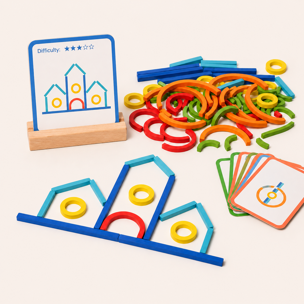 Montessori Smart Sticks – Creatief stokken & ringen puzzelspel