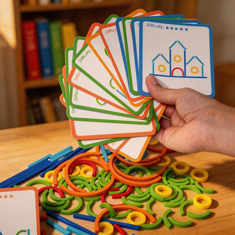 Montessori Smart Sticks – Creatief stokken & ringen puzzelspel